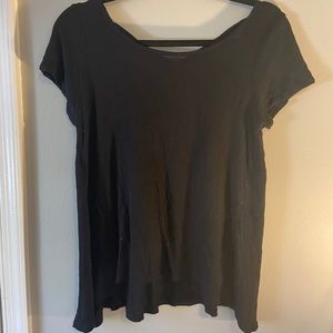 black flowy short sleeve shirt